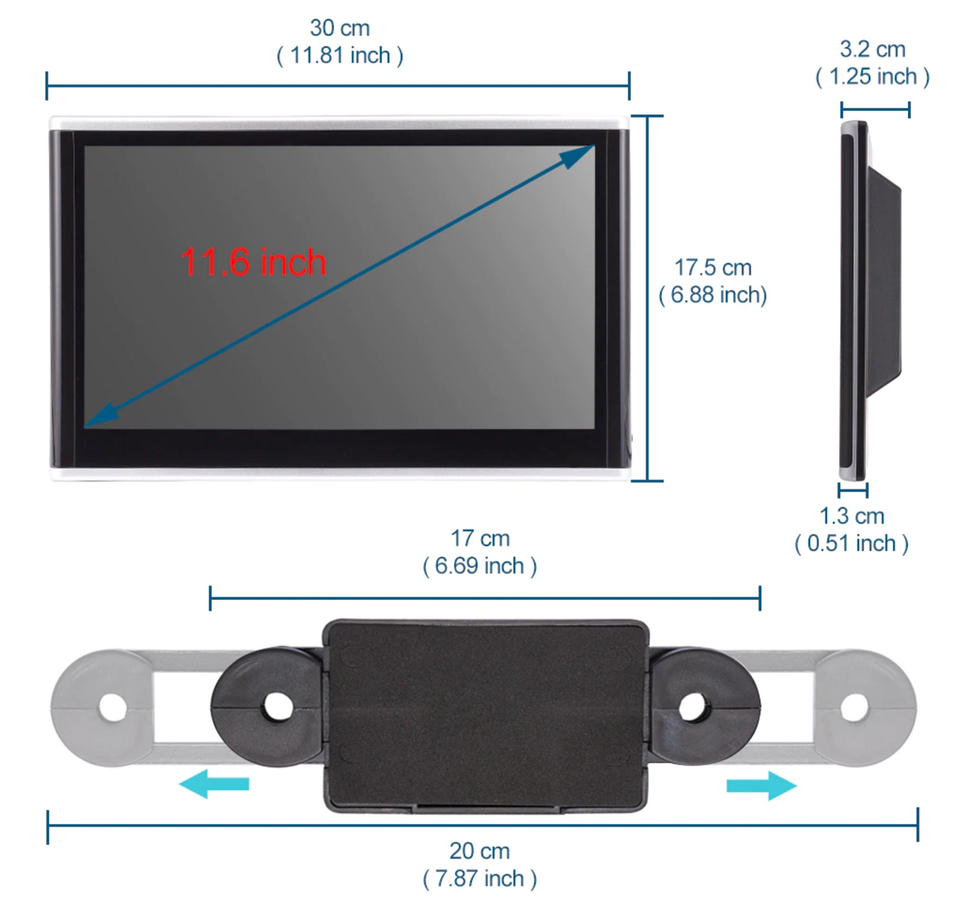 Apoyacabeza Android 9 11.6" HD /Wifi/ Bluetooth (Unidad)