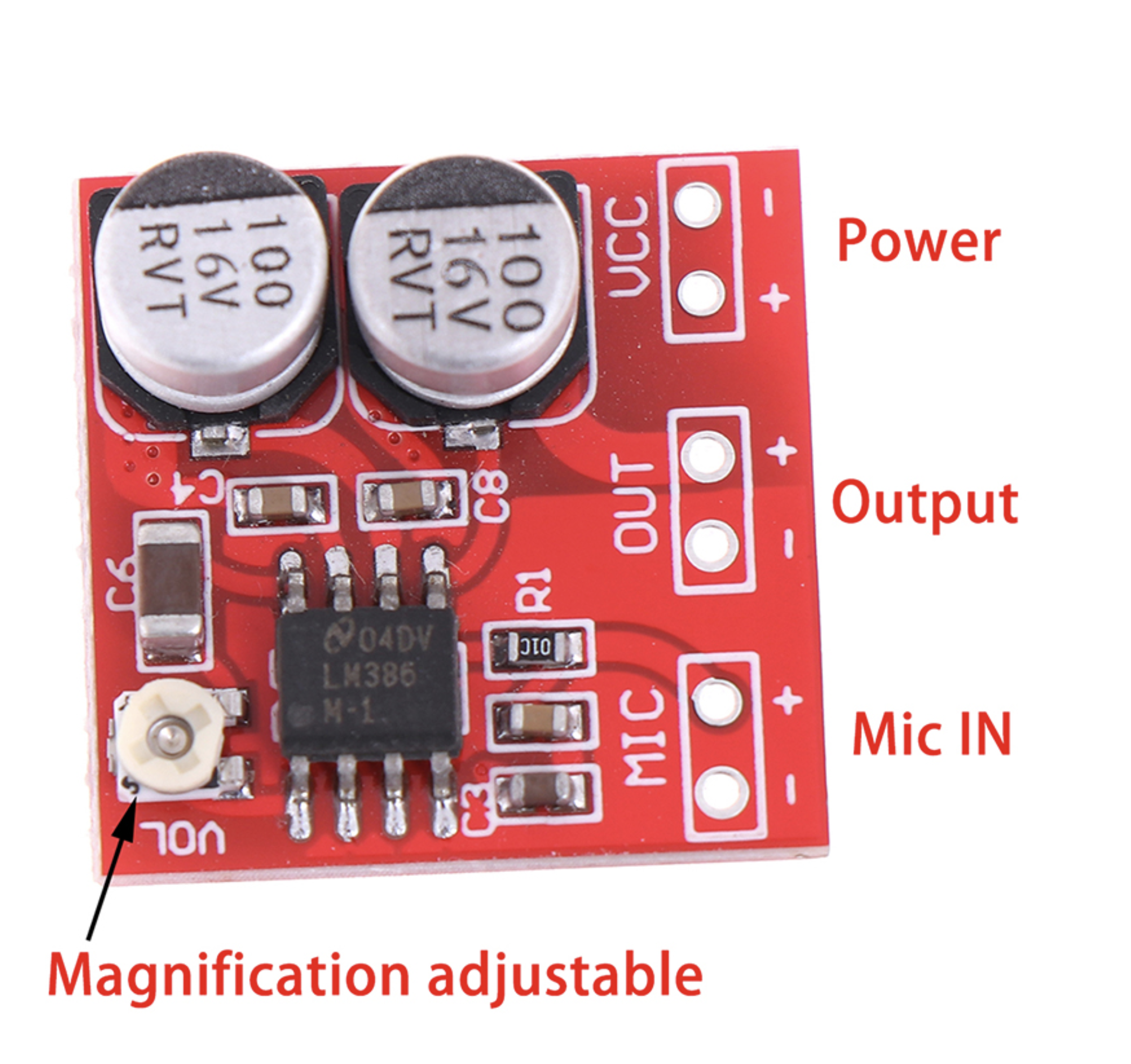 PRE AMPLIFICADOR PARA MICRÓFONO DC5V-12V LM386